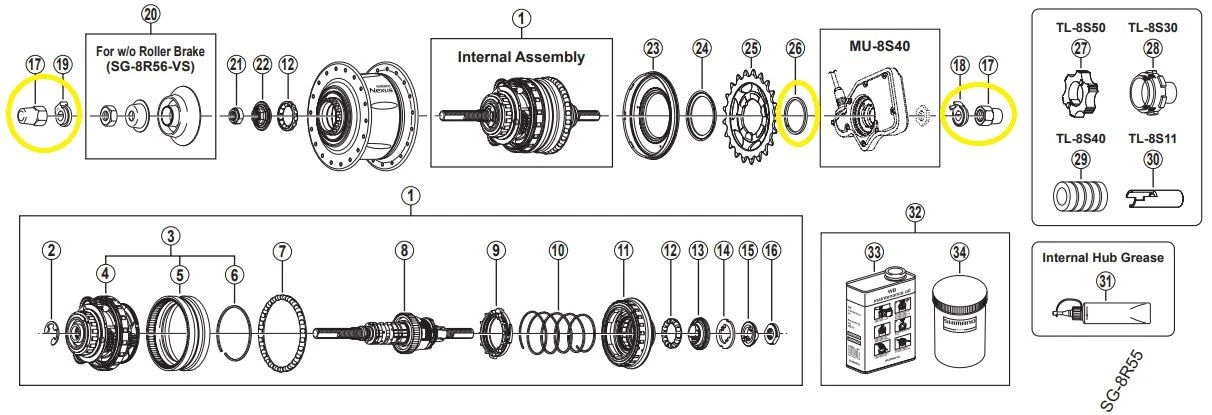 SHIMANO KLEINTEILE STEPS/SG-8R56/C56 ROAD AF 7R/7L M.HUTMUTTER 3 SHIMANO KLEINTEILE STEPS/SG-8R56/C56 ROAD AF 7R/7L M.HUTMUTTER
